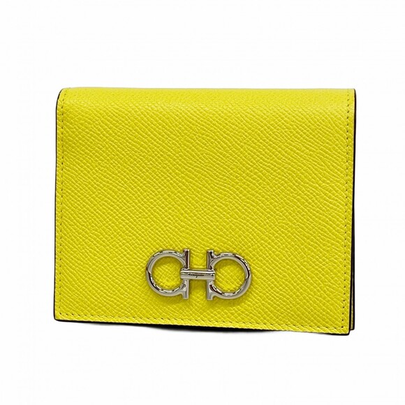 Salvatore Ferragamo Gancini Leather Wallet, Yellow, Women's